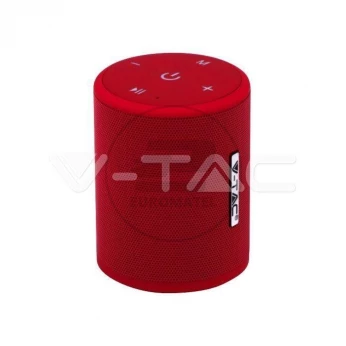 Przenośny Głośnik Bluetooth Micro USB Wysokiej jakości przewód 1500mah Czerwony V-TAC VT-6244