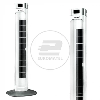 Wentylator Wieżowy V-TAC z wyświetlaczem temperatury i pilotem 55W 95cm Biały VT-5536