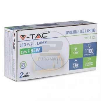 Kinkiet LED VT-712 12W 4000K 1100lm IP20 Szary 8207