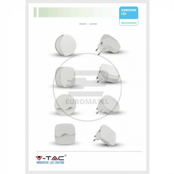 Lampka Nocna do Gniazdka LED V-TAC SAMSUNG CHIP Kwadrat VT-83 4000K 10lm