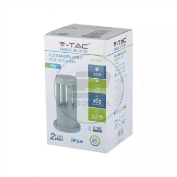 Oprawa Ogrodowa Słupek 10W LED V-TAC IP65 Szary 25cm VT-830 6400K 450lm