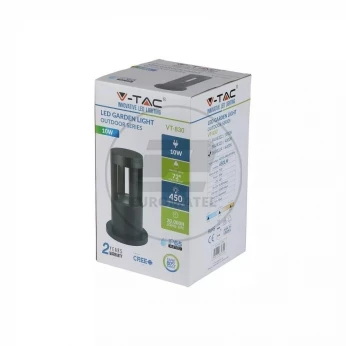 Oprawa Ogrodowa Słupek 10W LED V-TAC IP65 Czarny 25cm VT-830 4000K 450lm