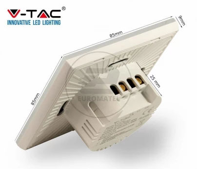 Włącznik Dotykowy Szklany Pojedynczy Biały V-TAC VT-5111
