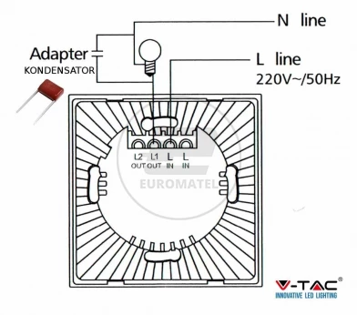 Włącznik Dotykowy Szklany Pojedynczy Biały V-TAC VT-5111