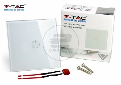 Włącznik Dotykowy Szklany Pojedynczy Biały V-TAC VT-5111