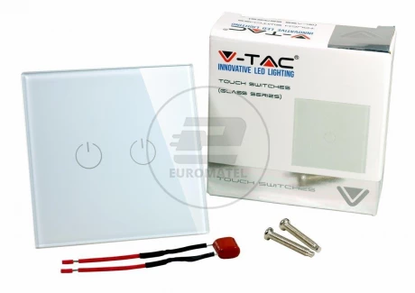 Włącznik Dotykowy Szklany Podwójny Biały V-TAC VT-5112