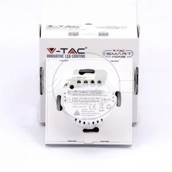 Włącznik Szklany WiFi V-TAC Pojedynczy Biały Amazon Alexa, Google Home, Nest VT-5003