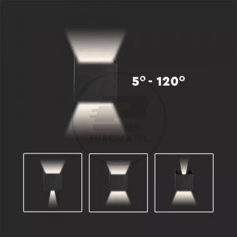 Kinkiet Ścienny V-TAC 12W LED Góra/Dół Regulowany Chip BRIDGELUX Biały Kwadrat IP65 VT-759-12 4000K 1100lm