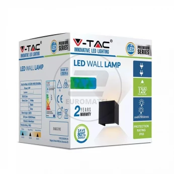 Oprawa elewacyjnaVT-759-12 12W-WALL LAMP WITH BRIDGELUX CHIP COLORCODE:3000k BLACK SQUARE 8529