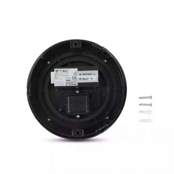 Oprawa Ścienna V-TAC 12W LED IP65 Czarny Okrągły VT-827 4000K 650lm