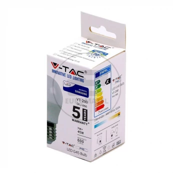 Żarówka LED VT-290 SAMSUNG CHIP 7W E27 G45 4000K 600lm A+ 180st. 867