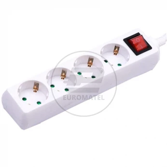 Przedłużacz 4 gniazda z włącznikiem V-TAC (3G 1.5MM2 X 1.5M) Biały VT-1114