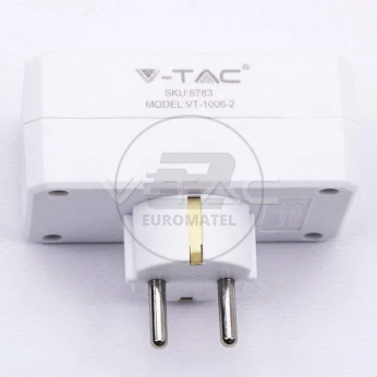 Rozgałęźnik 2x 10/16A 250V V-TAC Biały VT-1006