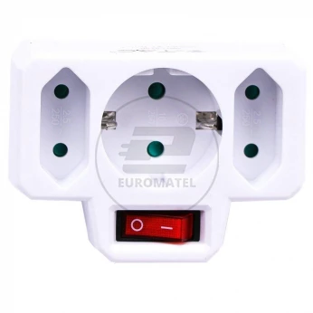 Rozgałęźnik 3x (2+1) z włącznikiem 16A 250V V-TAC VT-1010