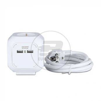 Przedłużacz Kostka 4 gniazda 2 gniazda USB 1.55MM 1.4M V-TAC VT-1154-2