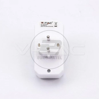 Rozgałęźnik 2 wtyczki płaskie 2.5A i 1 gniazdo 16A White V-TAC VT-1053