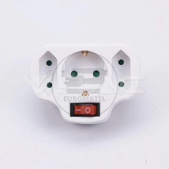 Rozgałęźnik z włącznikiem 2 wtyczki płaskie 2.5A i 1 gniazdo 16A White V-TAC VT-1063