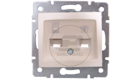 DOMO Gniazdo teleinformatyczne RJ45 Cat 6+RJ11 perłowe białe 011440030 24994