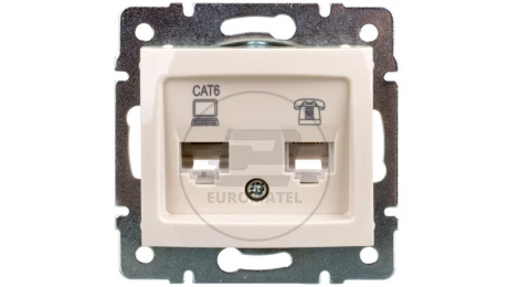 DOMO Gniazdo teleinformatyczne RJ45 Cat 6+RJ11 kremowe 011440003 24817
