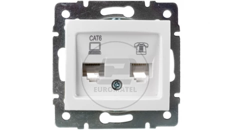 DOMO Gniazdo teleinformatyczne RJ45 Cat 6+RJ11 białe 011440002 24758