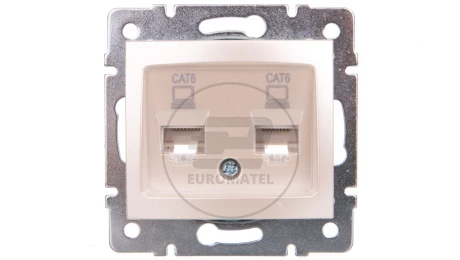 DOMO Gniazdo komputerowe podwójne niezależne 2x RJ45Cat 6 Jack perłowe białe 011420030 24992