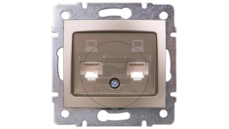 DOMO Gniazdo komputerowe podwójne niezależne 2x RJ45Cat 5e Jack szampańskie 011410050 25050