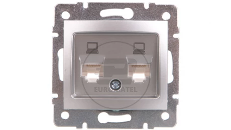 DOMO Gniazdo komputerowe podwójne niezależne 2x RJ45Cat 5e Jack srebrne 011410043 24873