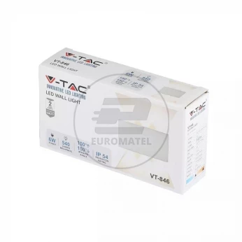 Oprawa Ścienna Góra/Dół V-TAC 6W LED Biała IP54 VT-846 4000K 540lm