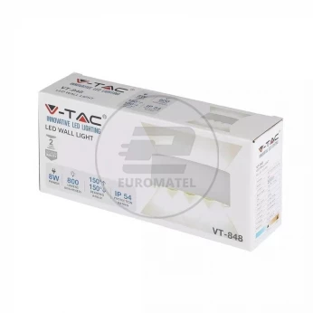 Oprawa Ścienna Góra/Dół V-TAC 8W LED Biała IP54 VT-848 3000K 800lm