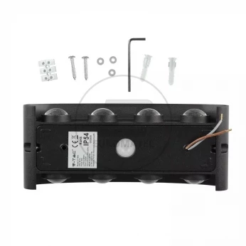 Oprawa Ścienna Góra/Dół V-TAC 8W LED Czarna IP54 VT-848 4000K 800lm