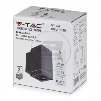 Kinkiet Ogrodowy V-TAC W Dół GU10 Grafit Mat VT-841 3 Lata Gwarancji