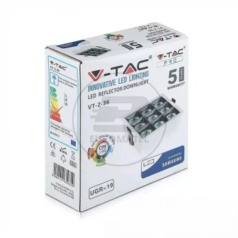 Oprawa V-TAC Downlight SAMSUNG CHIP 36W UGR19 CRI90+ 12st VT-2-36 2700K 2880lm 5 Lat Gwarancji