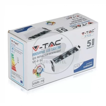 Oprawa V-TAC Downlight SAMSUNG CHIP 12W UGR19 CRI90+ 36st VT-2-12 5700K 960lm 5 Lat Gwarancji