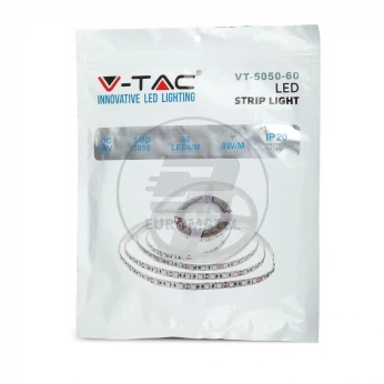 Taśma LED V-TAC SMD5050 300LED 24V IP20 9W/m 9W/m VT-5050 3000K 1000lm
