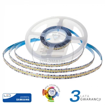 Taśma LED V-TAC SAMSUNG CHIP 2835 1200LED 24V IP20 CRI95+ 10mb 18W/m VT-10 6000K 1500lm 3 Lata Gwarancji