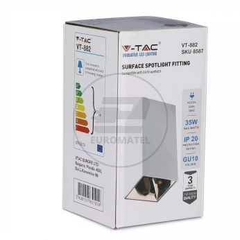 Oprawa Sufitowa V-TAC GU10 Kwadrat Natynkowa Biały+Różowe Złoto 74x74x140mm VT-882 3 Lata Gwarancji