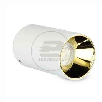 Oprawa Sufitowa V-TAC GU10 Okrągła Natynkowa Tuba Biały+Złoty 80x140mm VT-882 3 Lata Gwarancji