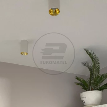 Oprawa Sufitowa V-TAC GU10 Okrągła Natynkowa Tuba Biały+Złoty 80x140mm VT-882 3 Lata Gwarancji