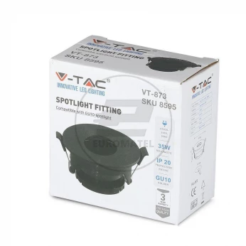Oprawa Oczko V-TAC GU10 Wpuszczana Czarna Okrągła VT-873 3 Lata Gwarancji
