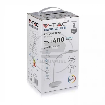 Lampka Biurkowa V-TAC 7W LED Biała Ściemnialna VT-7507 3000K 400lm