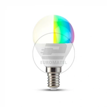 Żarówka LED V-TAC 4.5W E14 Kulka P45 SMART WiFi RGB+WW+CW VT-5154 RGB+2700K-6400K 300lm