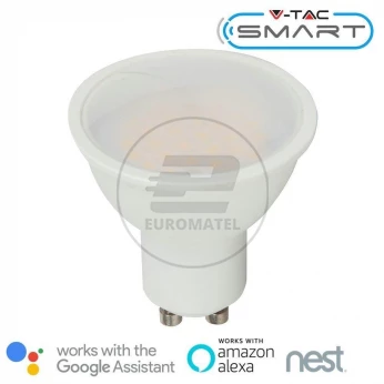 Żarówka LED V-TAC 4.5W GU10 SMART WiFi RGB+WW+CW VT-5164 RGB+2700K-6400K 290lm