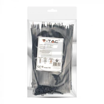Opaska Zaciskowa V-TAC 3.5x150mm Czarna 18kg Nylon66 (Opak. 100szt)