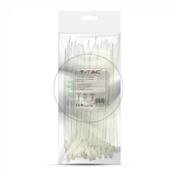Opaska Zaciskowa V-TAC 3.5x200mm Biała 18kg Nylon66 (Opak. 100szt)