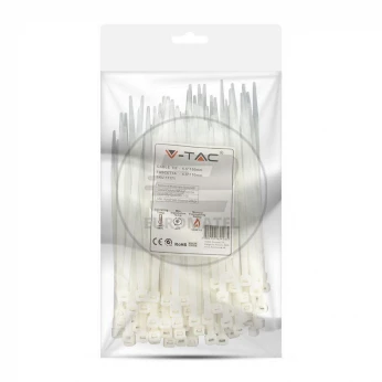Opaska Zaciskowa V-TAC 4.5x150mm Biała 22kg Nylon66 (Opak. 100szt)