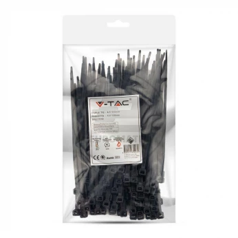 Opaska Zaciskowa V-TAC 4.5x150mm Czarna 22kg Nylon66 (Opak. 100szt)
