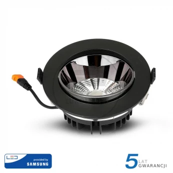 Oprawa Downlight V-TAC SAMSUNG CHIP 10W Czarna Uchylna VT-2-13 6400K 800lm 5 Lat Gwarancji
