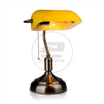 Lampa Bankierska V-TAC E27 Stare Złoto Żółty Klosz VT-7151