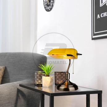 Lampa Bankierska V-TAC E27 Stare Złoto Żółty Klosz VT-7151