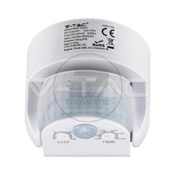 Czujnik Ruchu V-TAC Ścienny Biały 180st/360st IP65 VT-8093